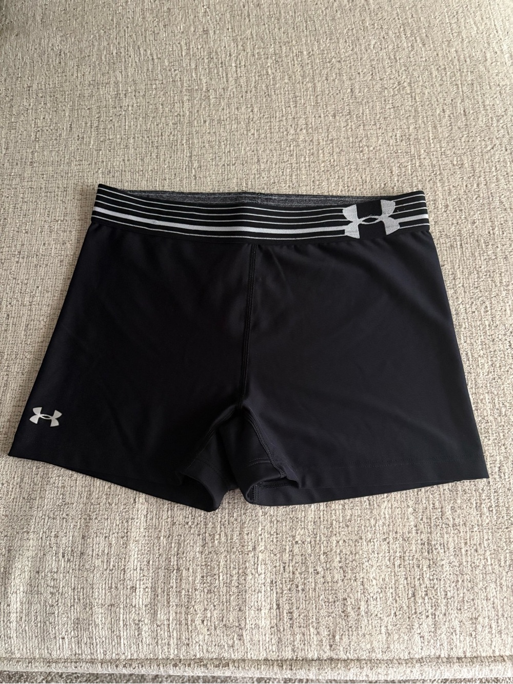 Under Armour Black Women's Performance Compression Shorts with Striped Waistband